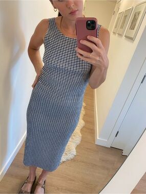 Permanent Vacation Ritual Tank Dress blue gingham size small